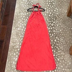 Bella Dahl Orange/Red Halter Maxi Dress. Size XS